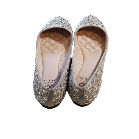 Vince Camuto Studded Suede Ballet Flats Shoe 8.5 Earl Gray True Suede - Picture 4 of 12